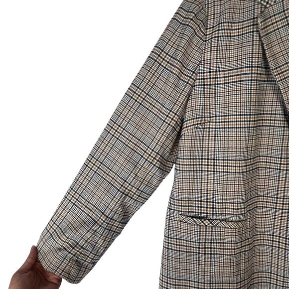 J Jill Plaid Blazer Sz M Brown Single Button Oversized Equestrian Preppy Capsule - Picture 5 of 13